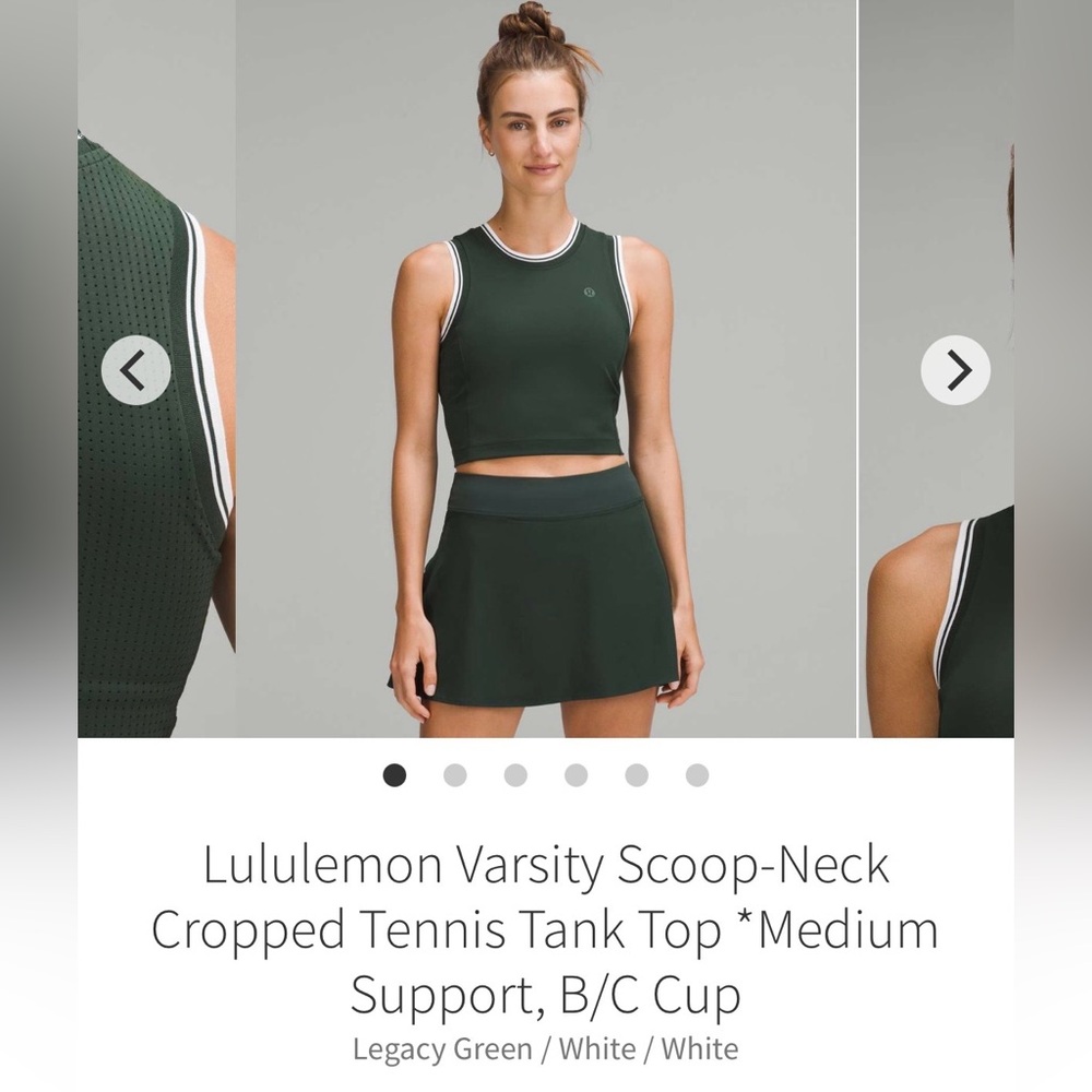 Lululemon Varsity Scoop-Neck Cropped Tennis Tank Top - size 6